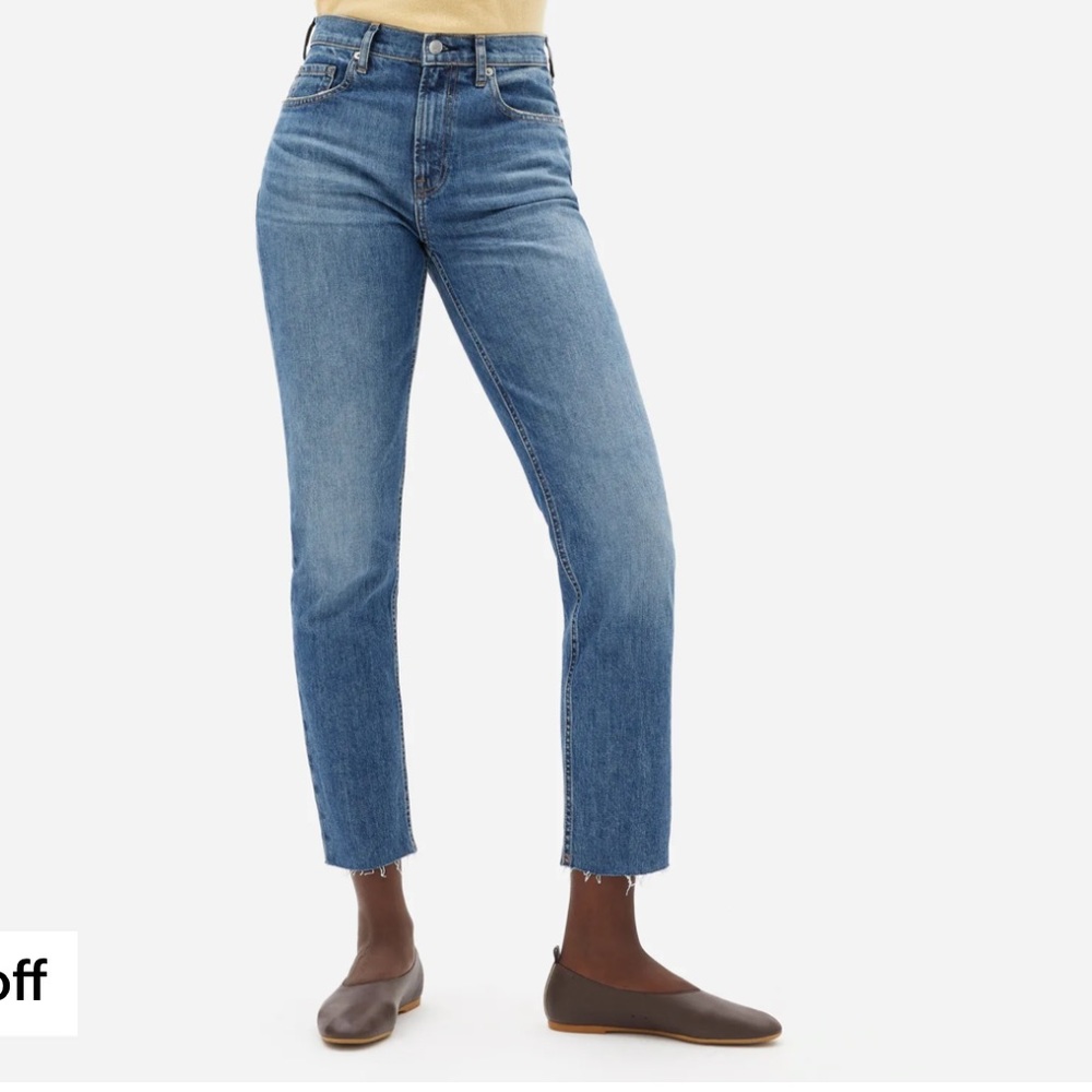 Everlane Japanese Denim Cheeky Jeans, Blue Raw Hem